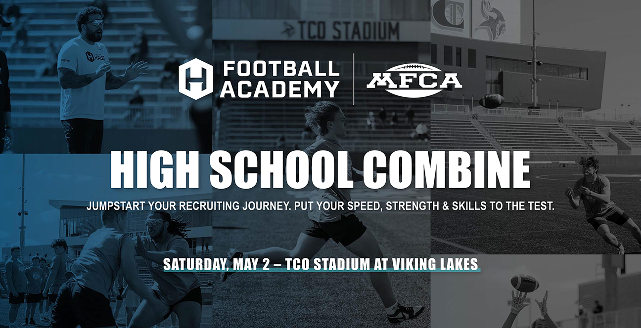 trainingHAUS High School Football Combine, jumpstart your recruiting journey. put your speed, strength, and skills to the test. May 6, 2026 TCO Stadium at Viking Lakes